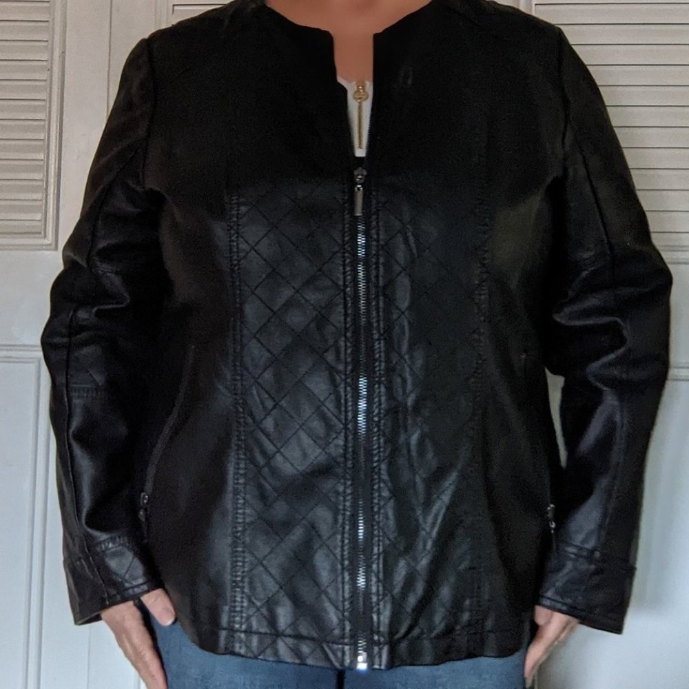 Alfani Women's Plus 2x Faux Leather Zip Jacket